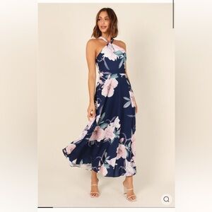 Petal & Pup One Shoulder Floral Dress - Navy and Pink